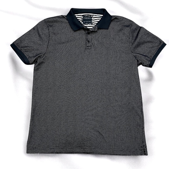Denim & Flower Other - DENIM & FLOWER Ricky Singh Polo Shirt Black Micro White Dot Textured -M